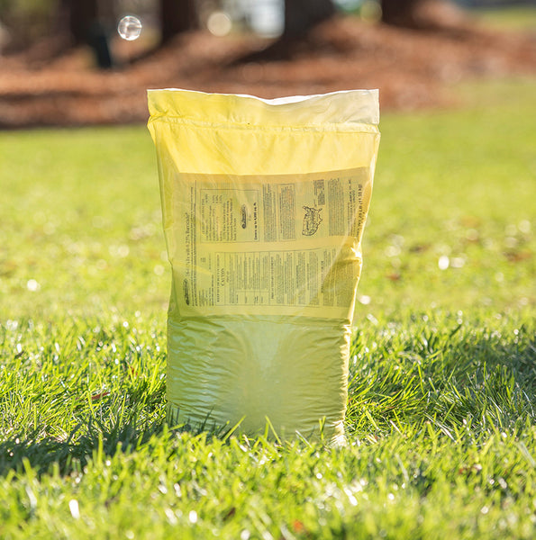 25 lb bag of 16-4-8 fertilizer to pre-emergent granular herbicide to prevent weeds from germinating